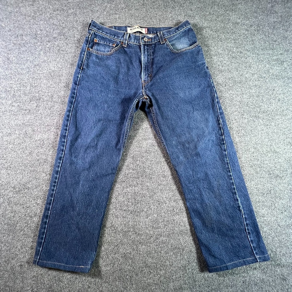 Levi's 505 Straight Jeans Men's 35x30 Blue Cotton Denim Workwear Travel Mid Rise
